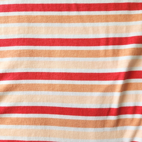 Vintage 90s Peach Striped Short Sleeve T- Shirt Orange White Casual Size XL - Picture 7 of 8